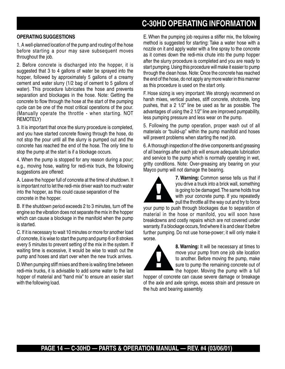 C-30hd operating information | Multiquip C30HD User Manual | Page 14 / 94