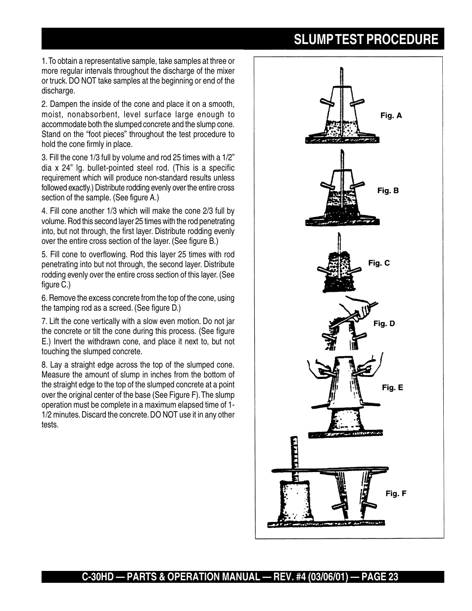 Slump test procedure | Multiquip C30HD User Manual | Page 23 / 94