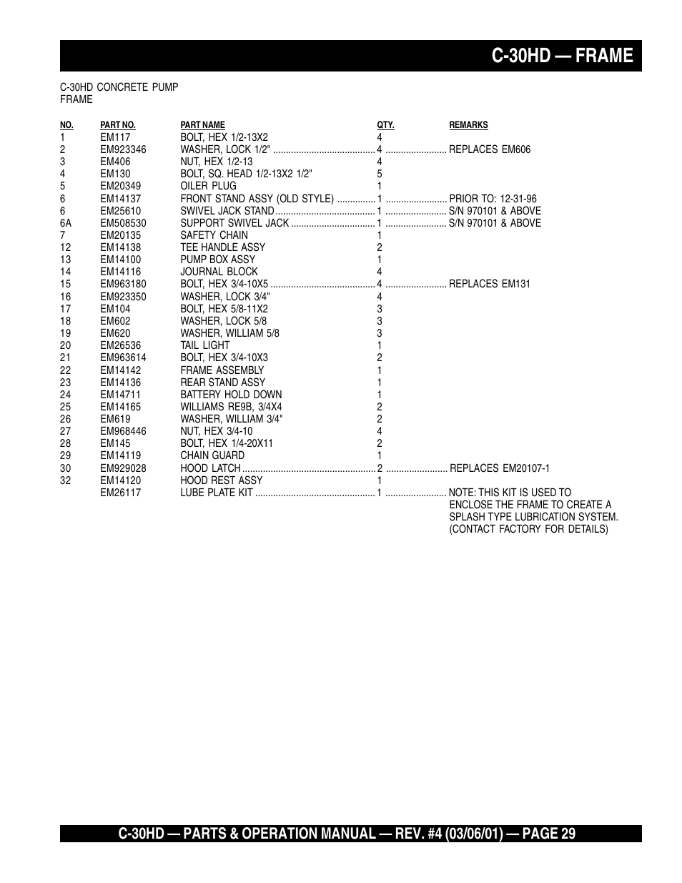C-30hd — frame | Multiquip C30HD User Manual | Page 29 / 94