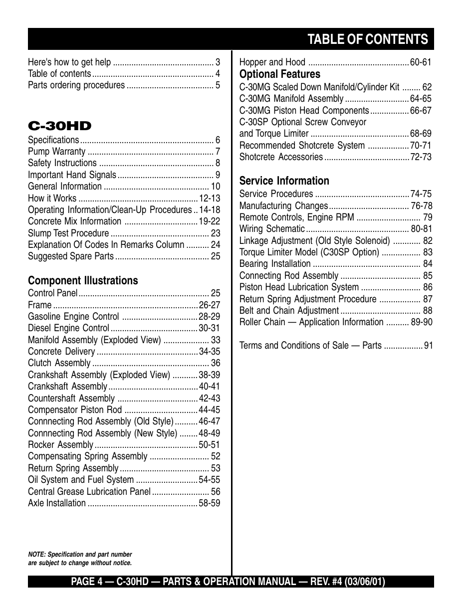 Multiquip C30HD User Manual | Page 4 / 94