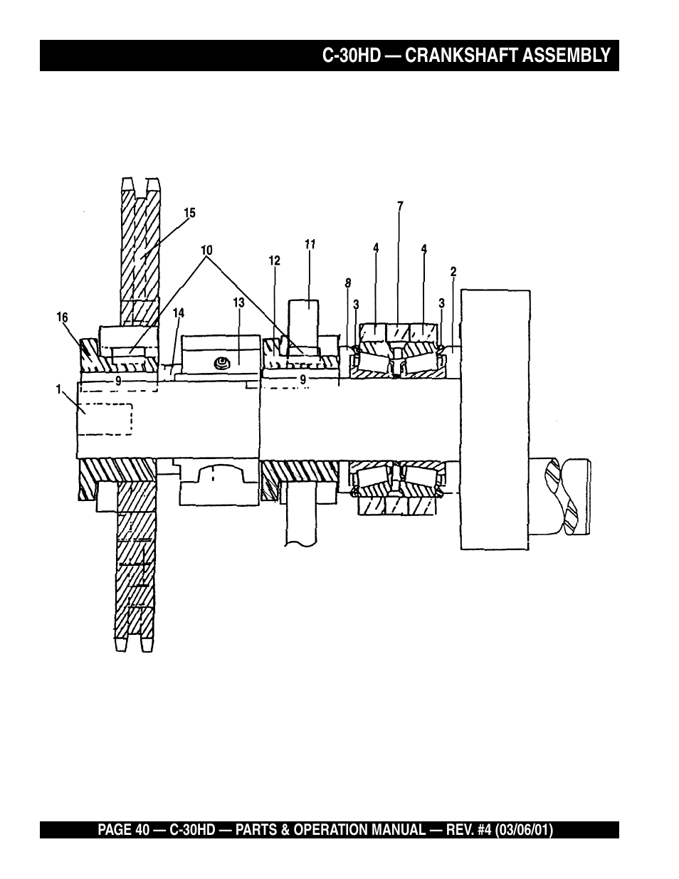 C-30hd — crankshaft assembly | Multiquip C30HD User Manual | Page 40 / 94