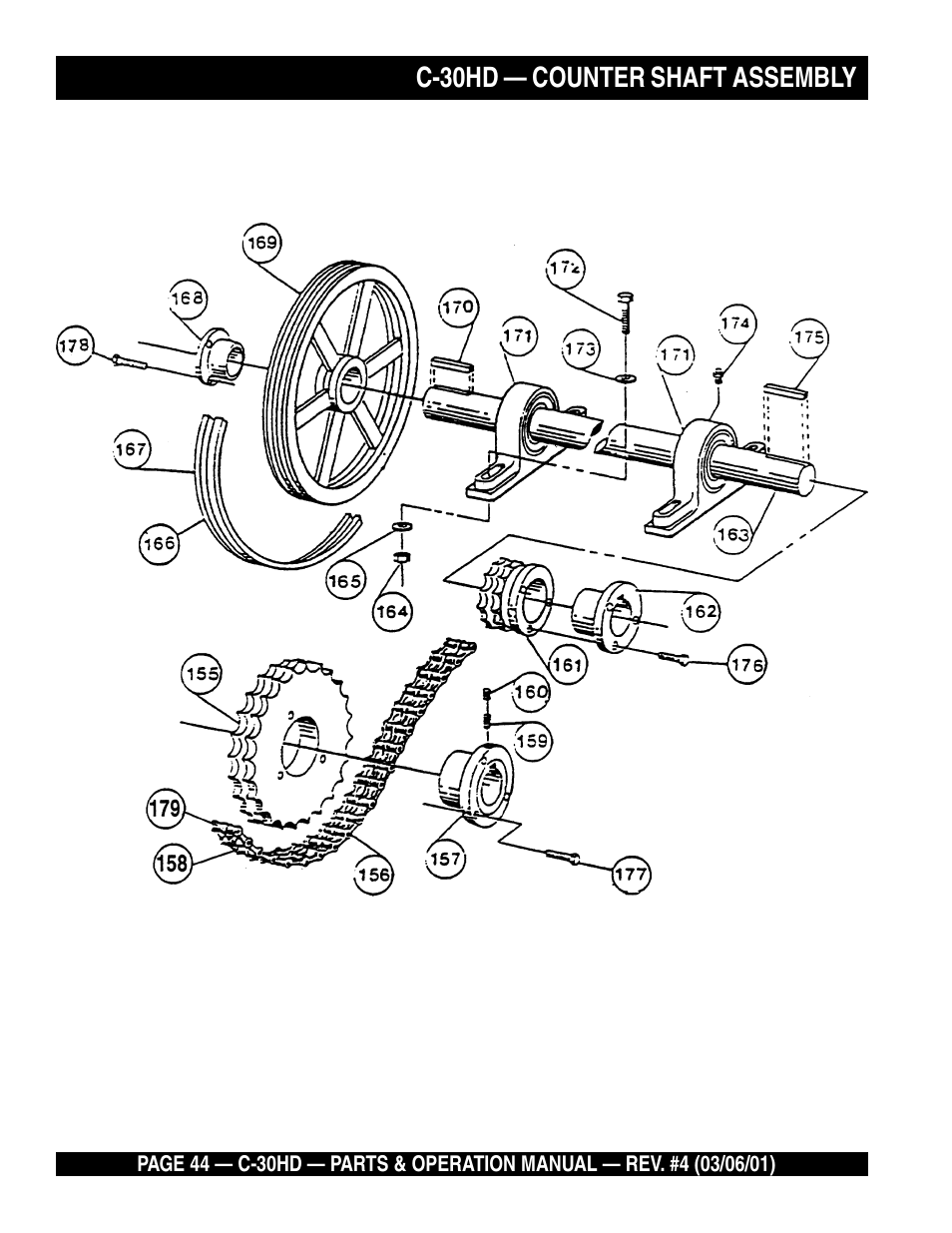 C-30hd — counter shaft assembly | Multiquip C30HD User Manual | Page 44 / 94