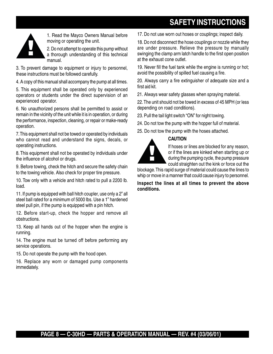 Safety instructions | Multiquip C30HD User Manual | Page 8 / 94