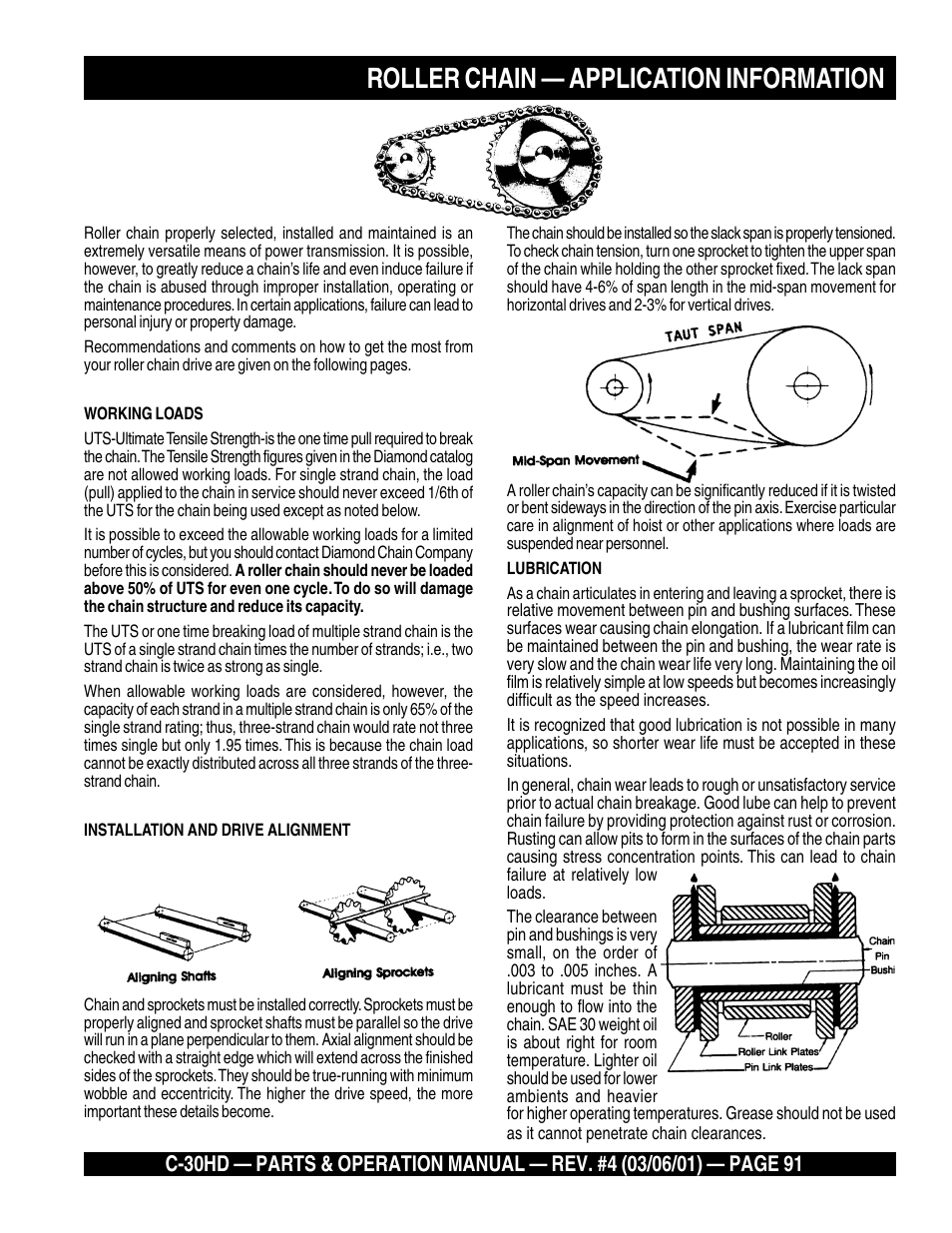 Roller chain — application information | Multiquip C30HD User Manual | Page 91 / 94