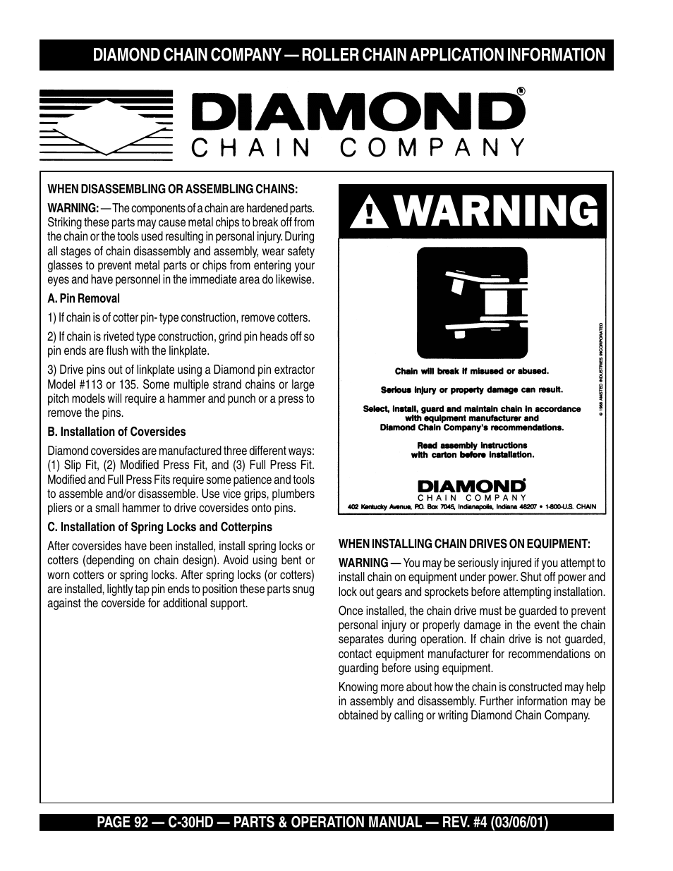 Warning | Multiquip C30HD User Manual | Page 92 / 94