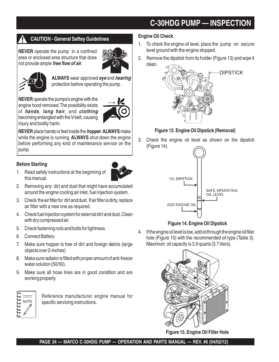 C-30hdg pump — inspection | Multiquip C30HDG User Manual | Page 34 / 112