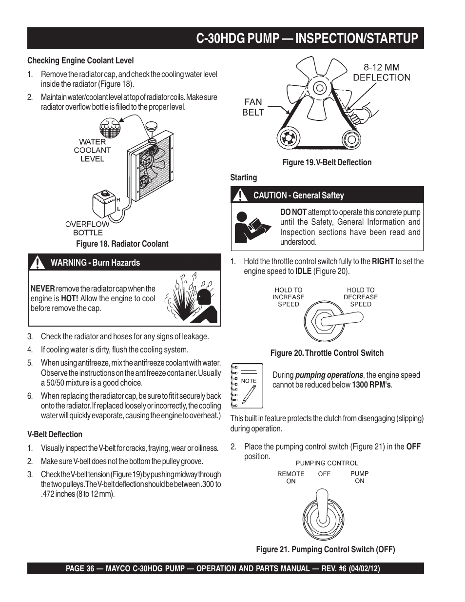 C-30hdg pump — inspection/startup | Multiquip C30HDG User Manual | Page 36 / 112