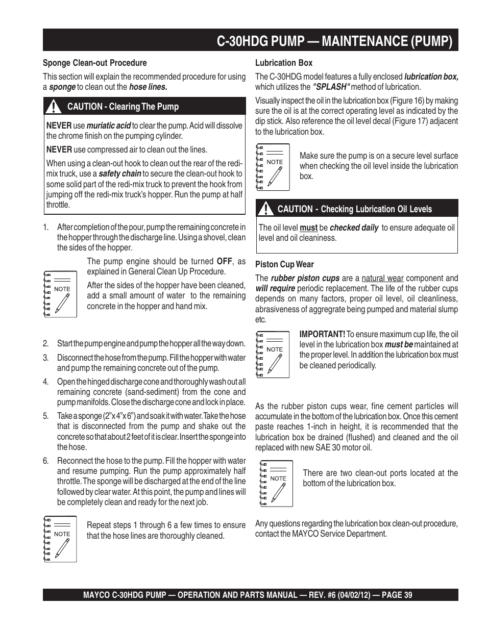 C-30hdg pump — maintenance (pump) | Multiquip C30HDG User Manual | Page 39 / 112