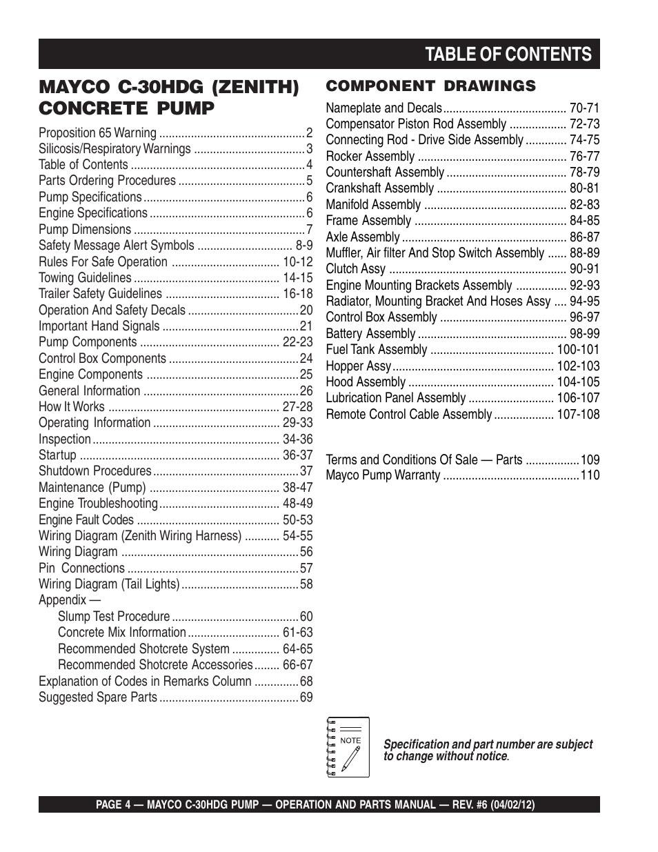 Multiquip C30HDG User Manual | Page 4 / 112