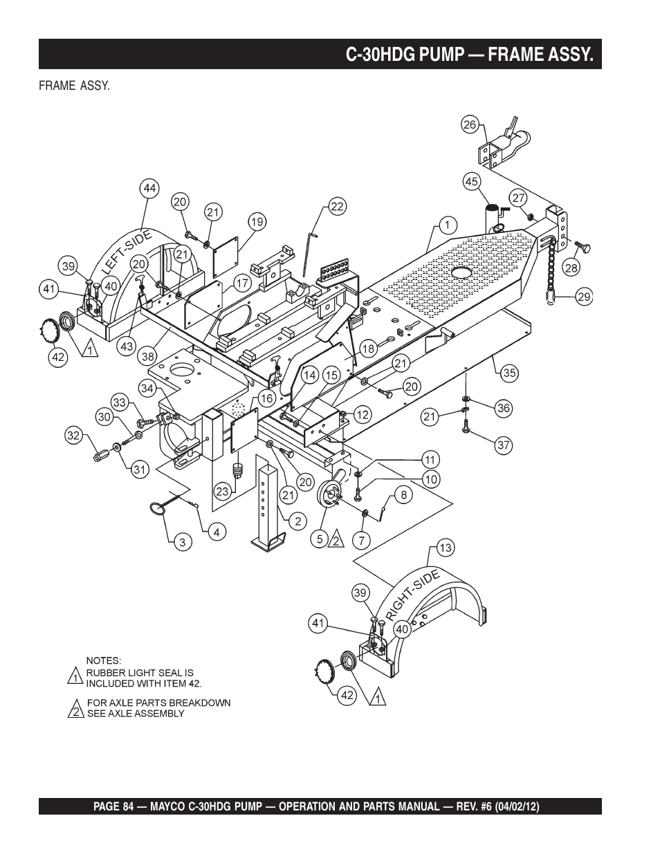 C-30hdg pump — frame assy | Multiquip C30HDG User Manual | Page 84 / 112