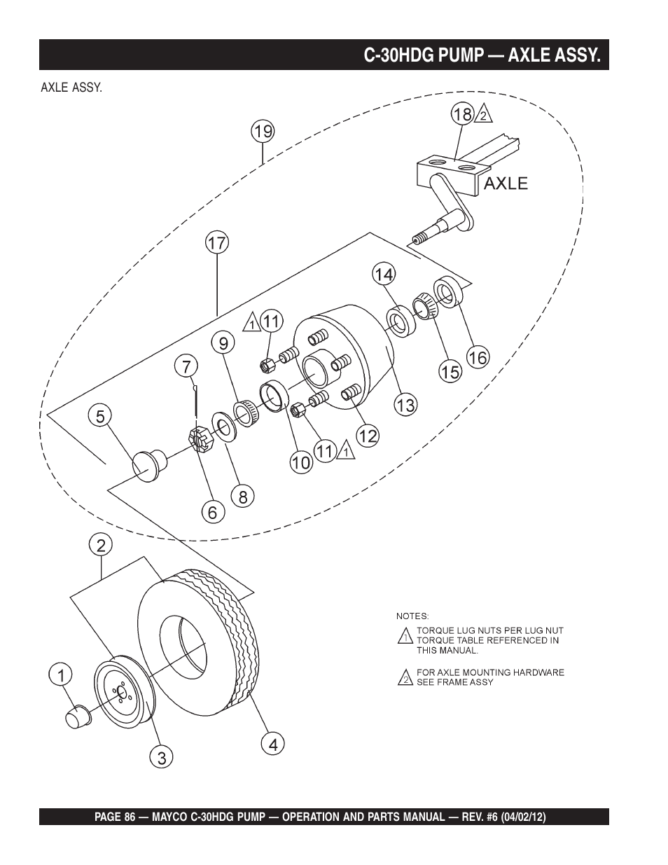 C-30hdg pump — axle assy | Multiquip C30HDG User Manual | Page 86 / 112