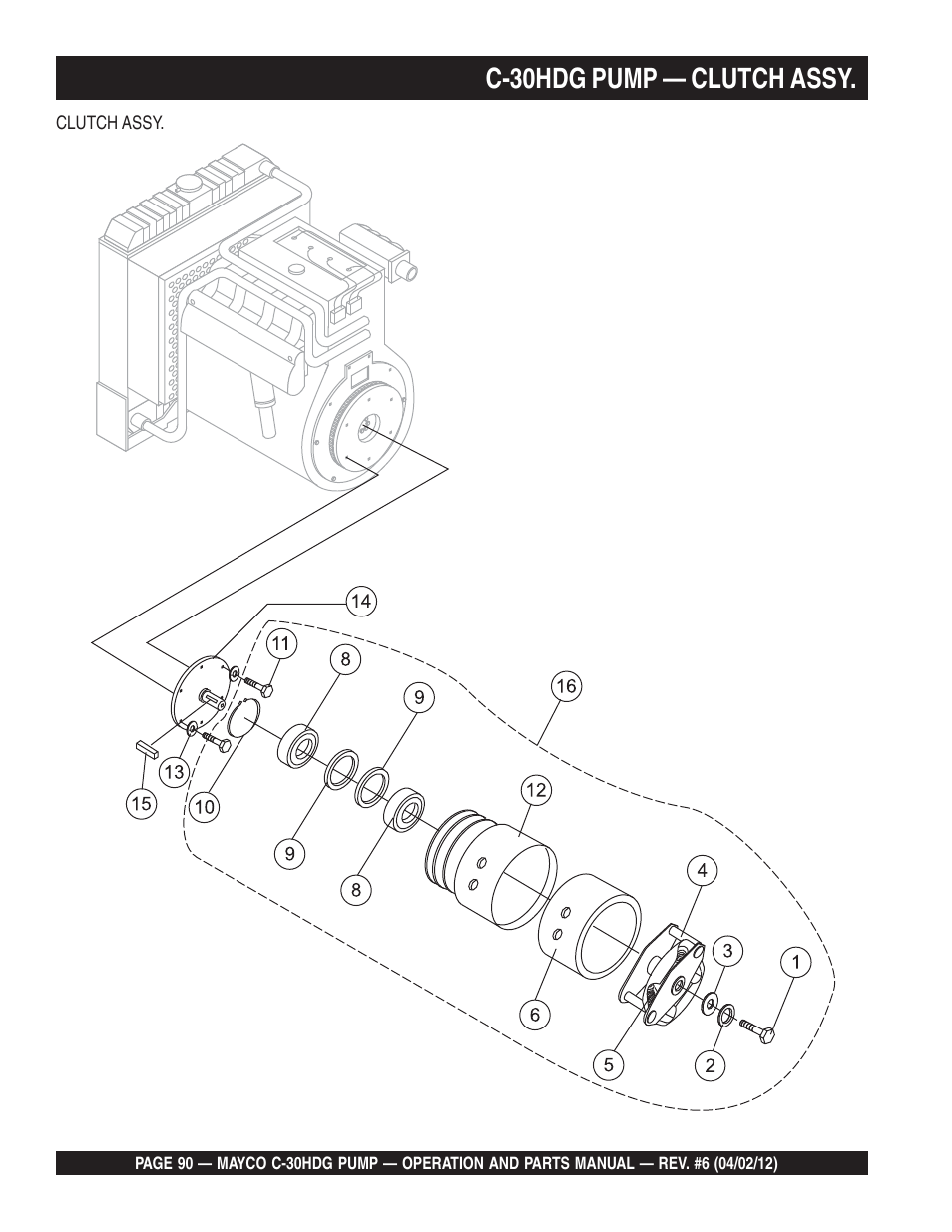 C-30hdg pump — clutch assy | Multiquip C30HDG User Manual | Page 90 / 112