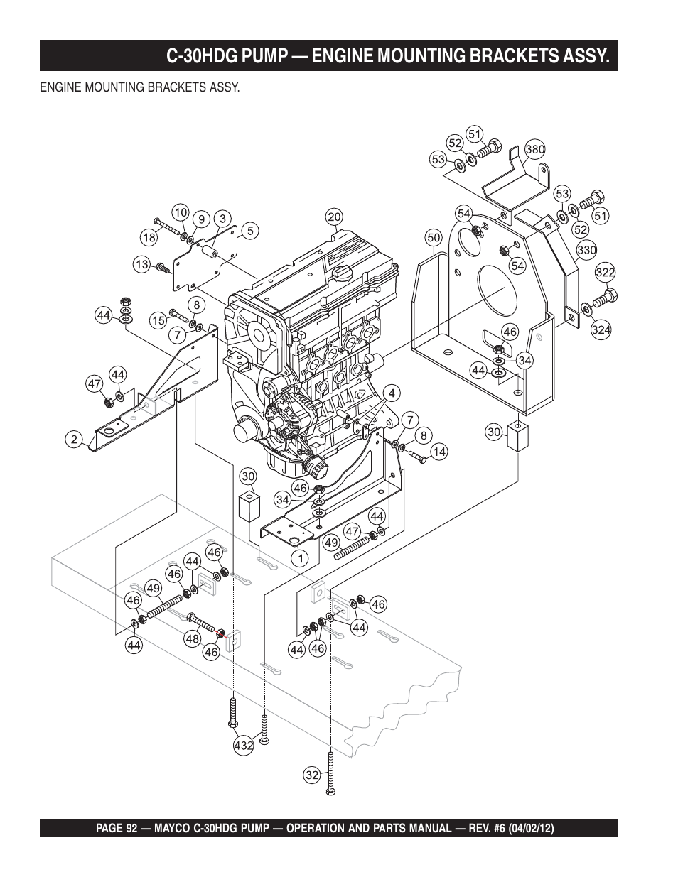 C-30hdg pump — engine mounting brackets assy | Multiquip C30HDG User Manual | Page 92 / 112