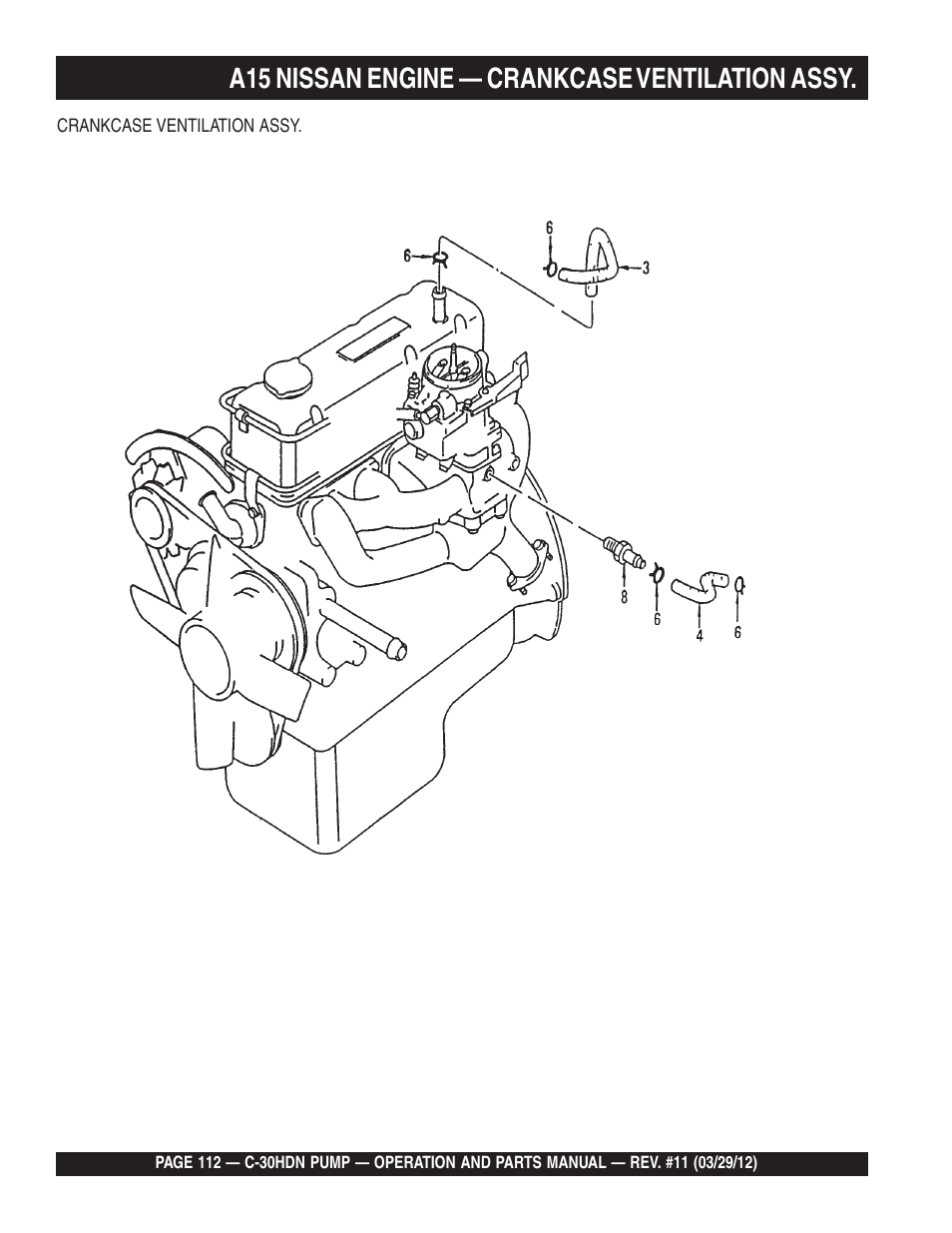 A15 nissan engine — crankcase ventilation assy | Multiquip C30HDN User Manual | Page 112 / 148