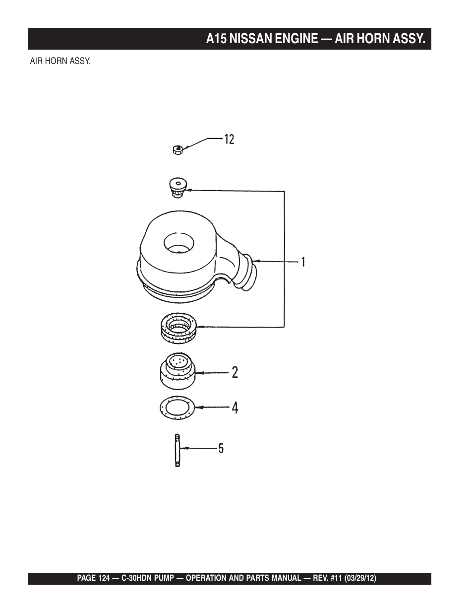 A15 nissan engine — air horn assy | Multiquip C30HDN User Manual | Page 124 / 148