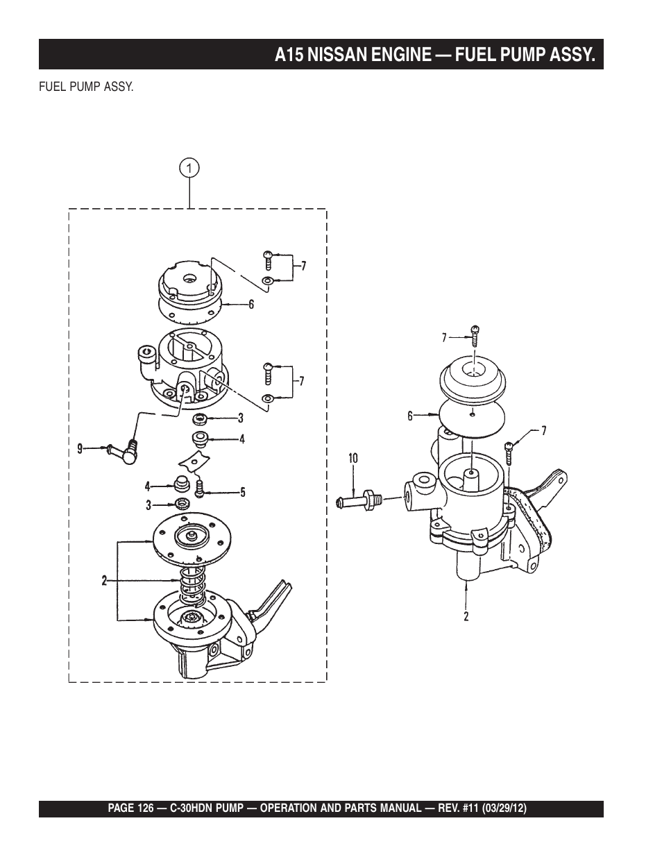 A15 nissan engine — fuel pump assy | Multiquip C30HDN User Manual | Page 126 / 148