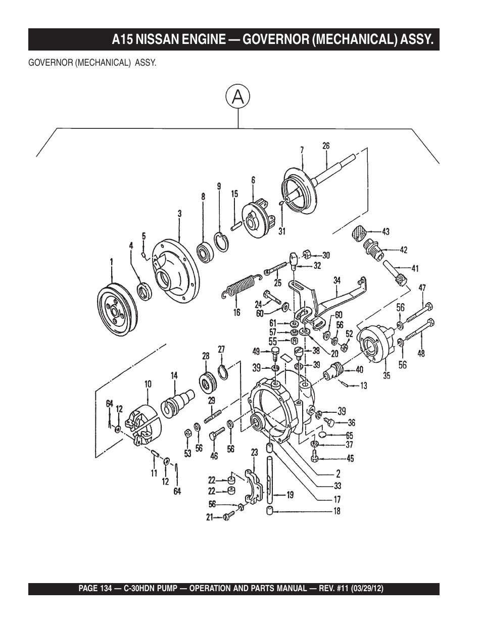 A15 nissan engine — governor (mechanical) assy | Multiquip C30HDN User Manual | Page 134 / 148