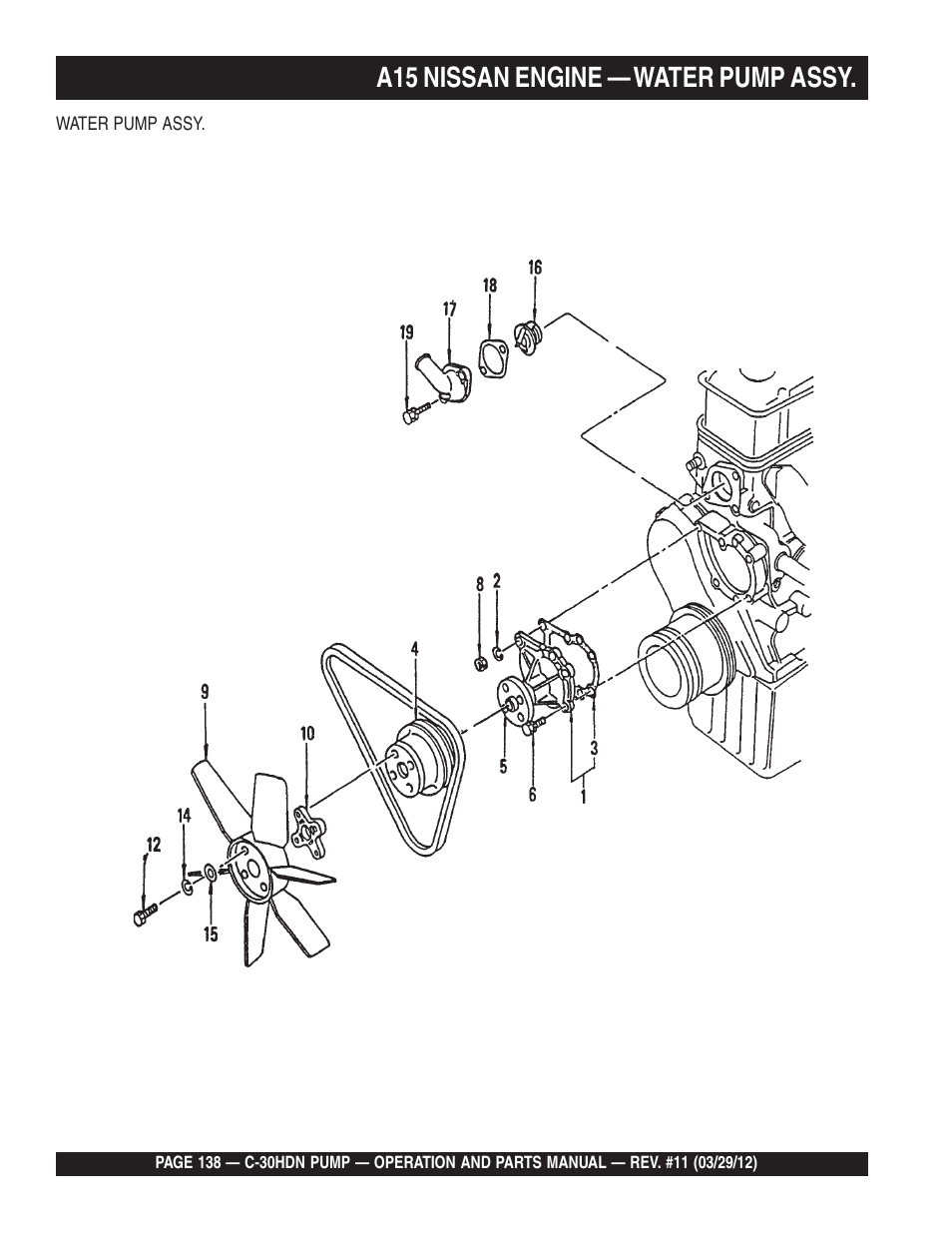 A15 nissan engine — water pump assy | Multiquip C30HDN User Manual | Page 138 / 148