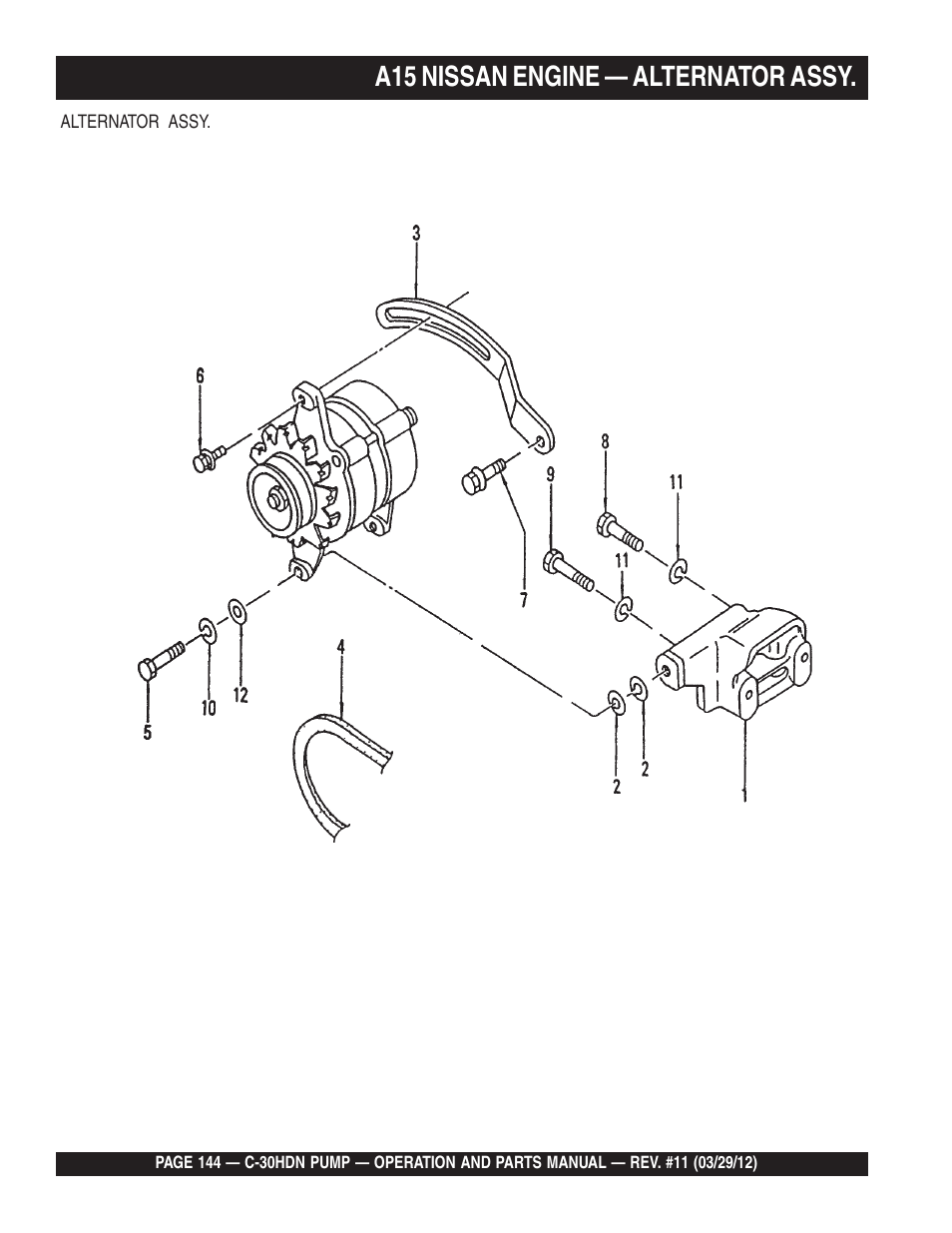 A15 nissan engine — alternator assy | Multiquip C30HDN User Manual | Page 144 / 148