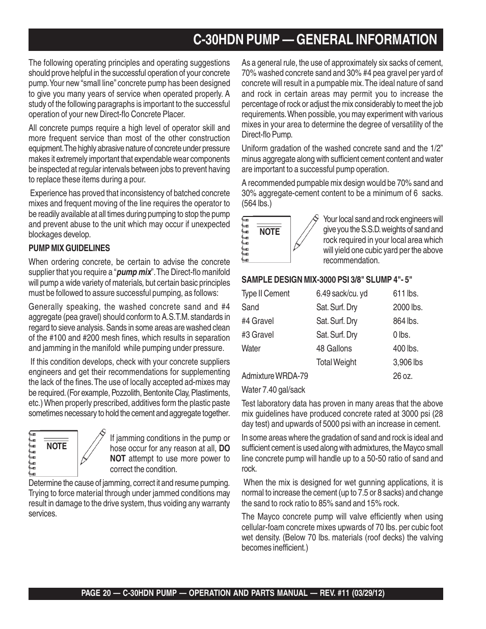 C-30hdn pump — general information | Multiquip C30HDN User Manual | Page 20 / 148