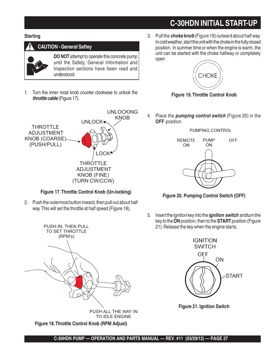 C-30hdn initial start-up | Multiquip C30HDN User Manual | Page 27 / 148