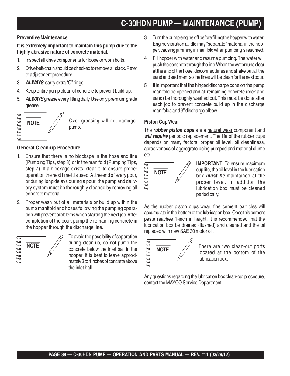 C-30hdn pump — maintenance (pump) | Multiquip C30HDN User Manual | Page 38 / 148