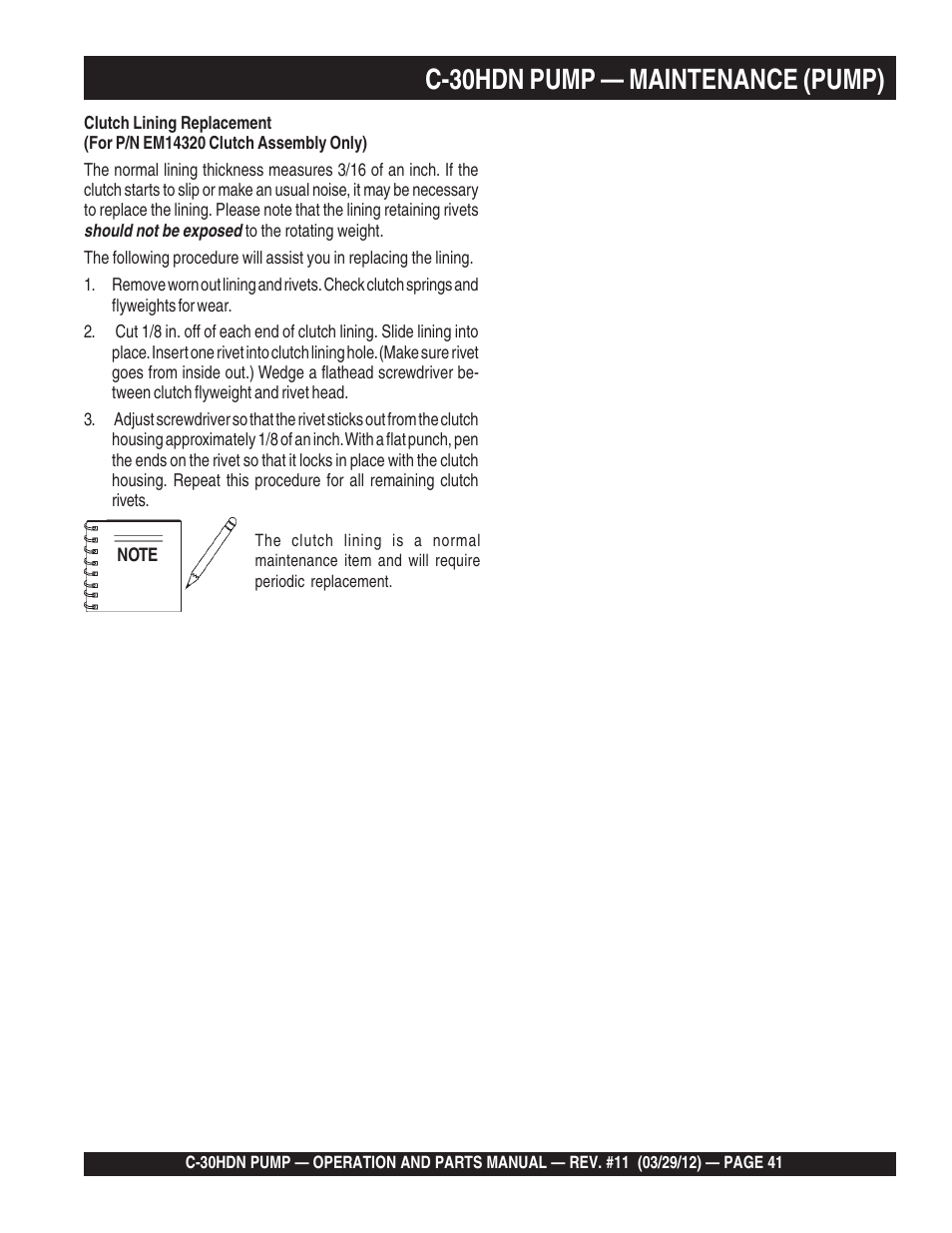 C-30hdn pump — maintenance (pump) | Multiquip C30HDN User Manual | Page 41 / 148