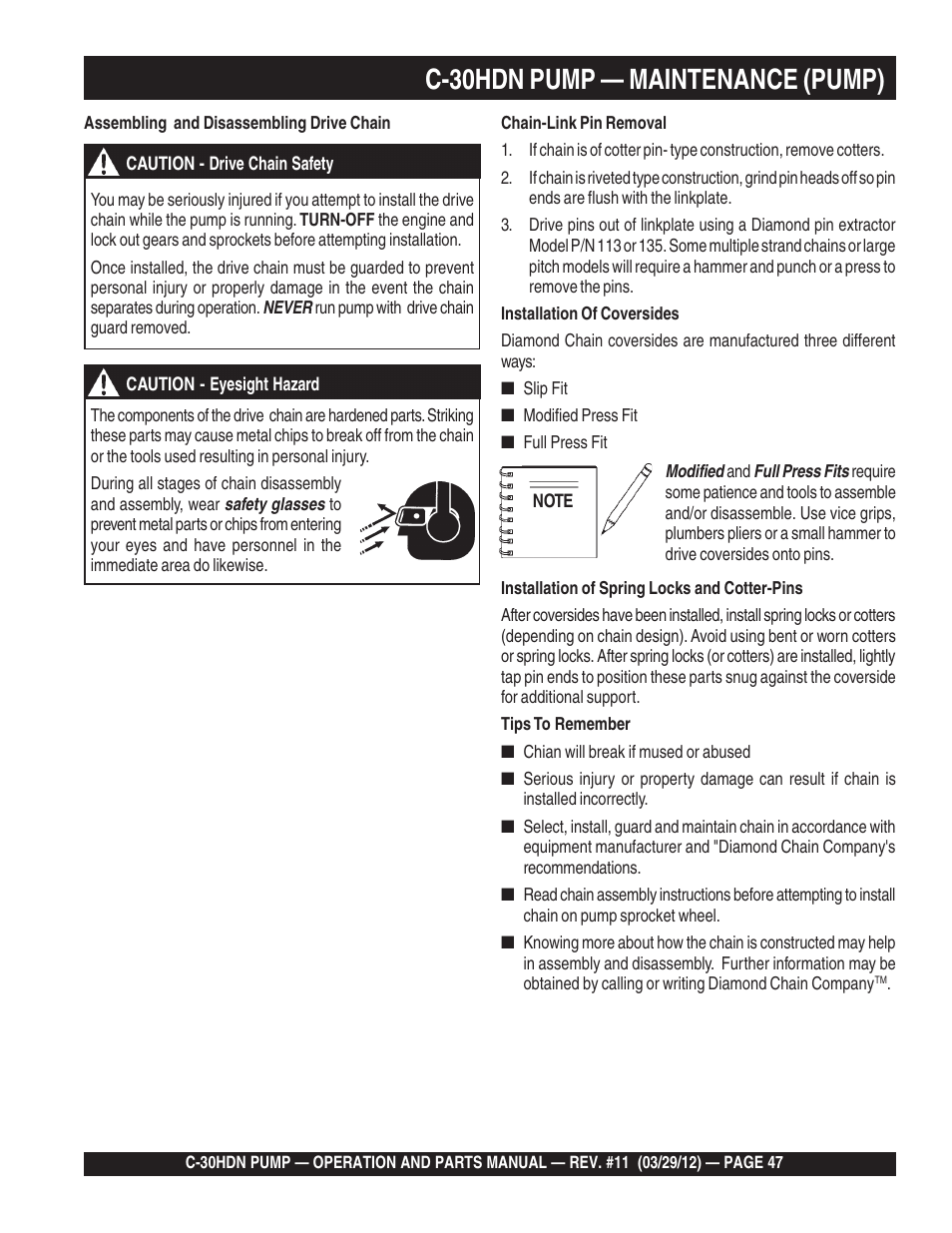 C-30hdn pump — maintenance (pump) | Multiquip C30HDN User Manual | Page 47 / 148