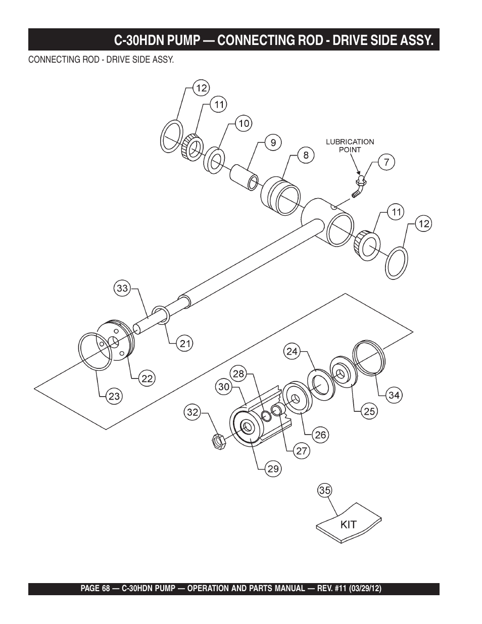 C-30hdn pump — connecting rod - drive side assy | Multiquip C30HDN User Manual | Page 68 / 148
