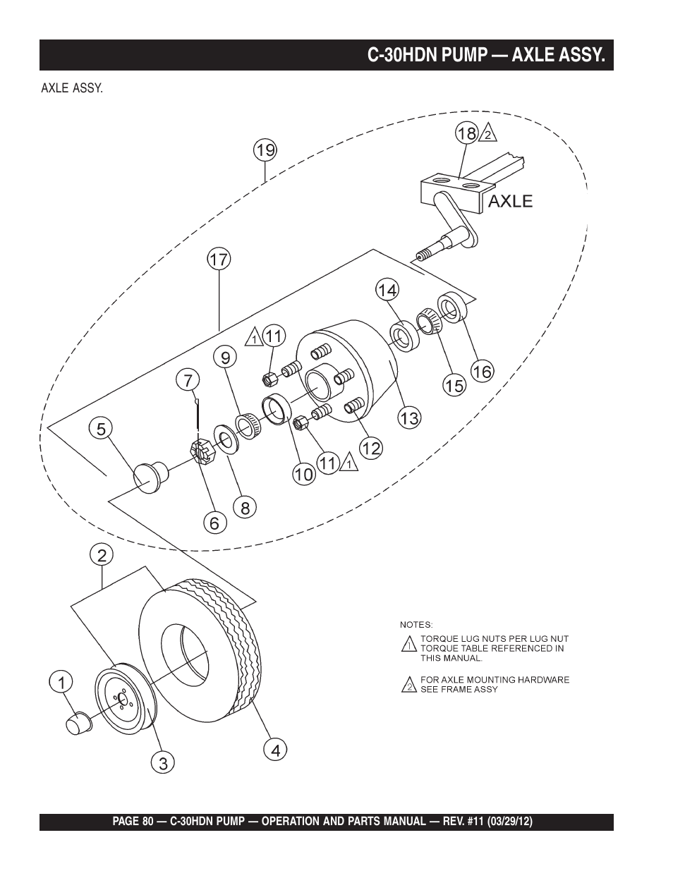 C-30hdn pump — axle assy | Multiquip C30HDN User Manual | Page 80 / 148