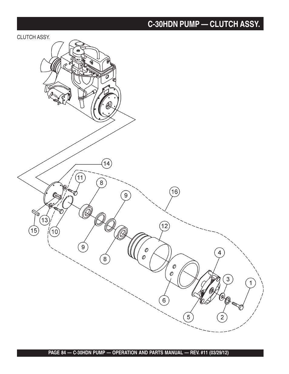 C-30hdn pump — clutch assy | Multiquip C30HDN User Manual | Page 84 / 148