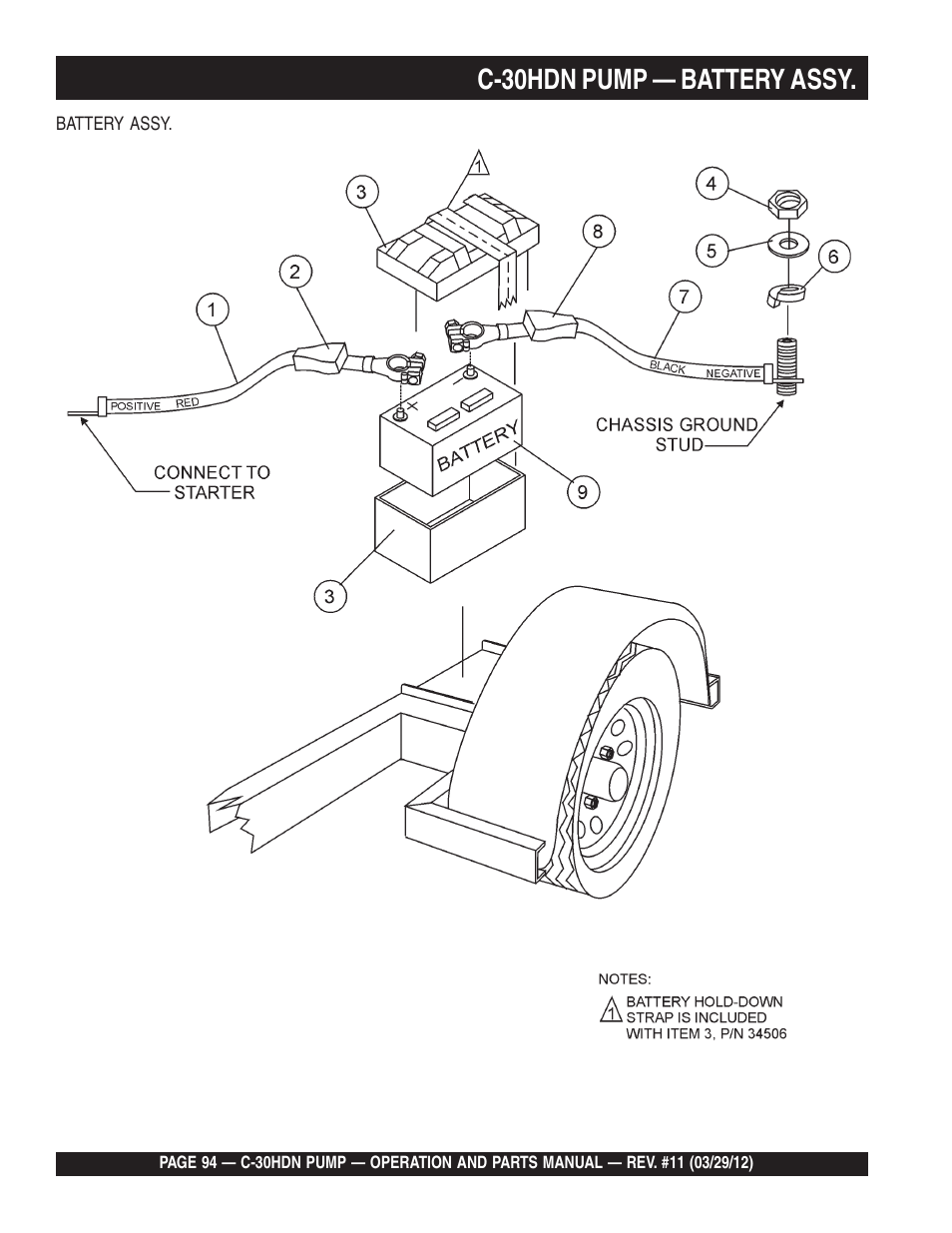 C-30hdn pump — battery assy | Multiquip C30HDN User Manual | Page 94 / 148