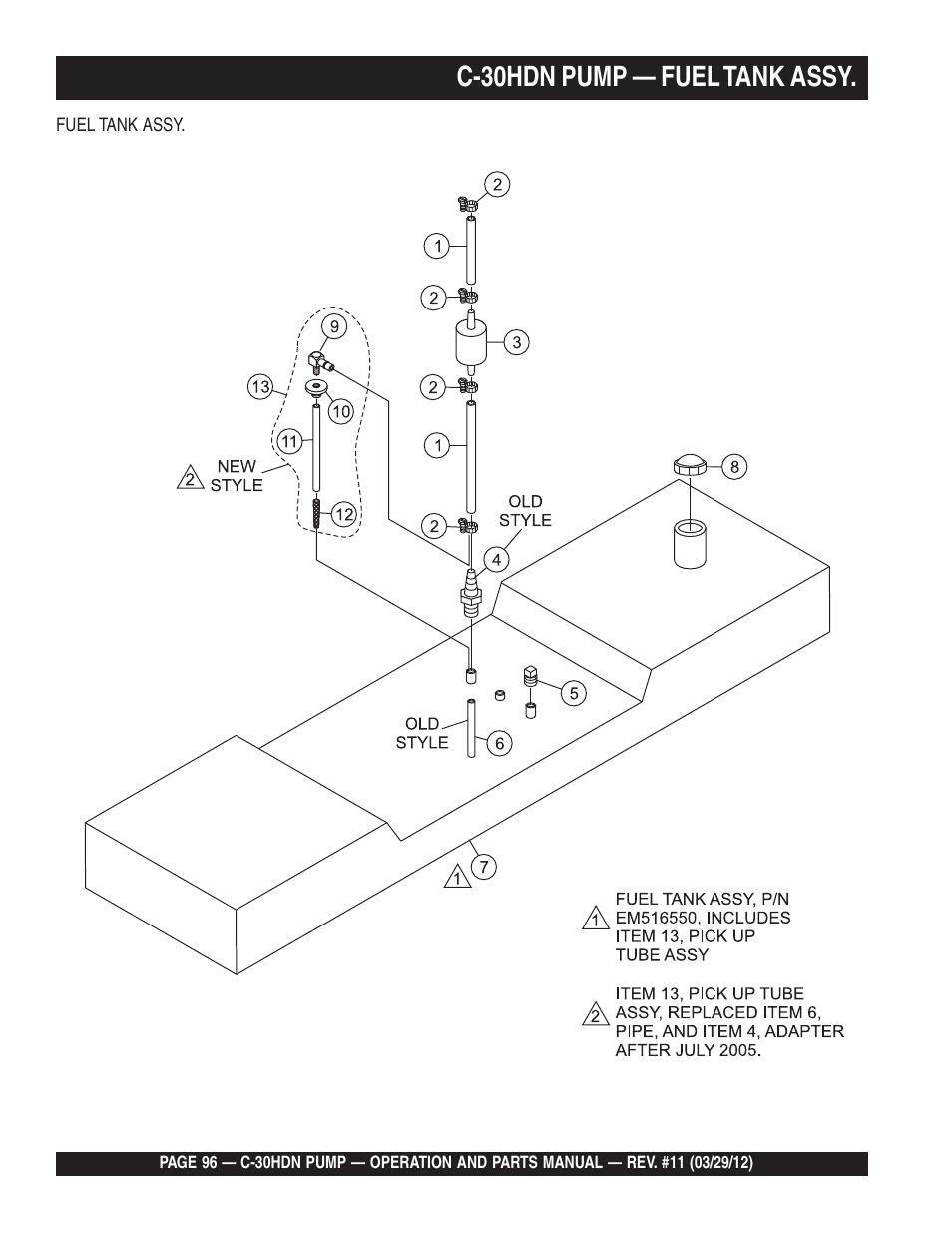C-30hdn pump — fuel tank assy | Multiquip C30HDN User Manual | Page 96 / 148