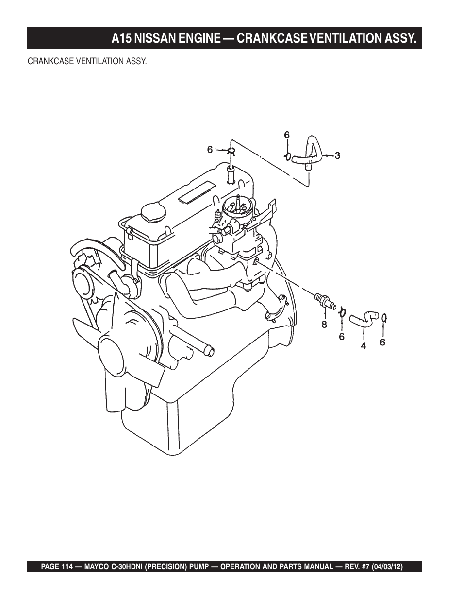 A15 nissan engine — crankcase ventilation assy | Multiquip C30HDNI User Manual | Page 114 / 136