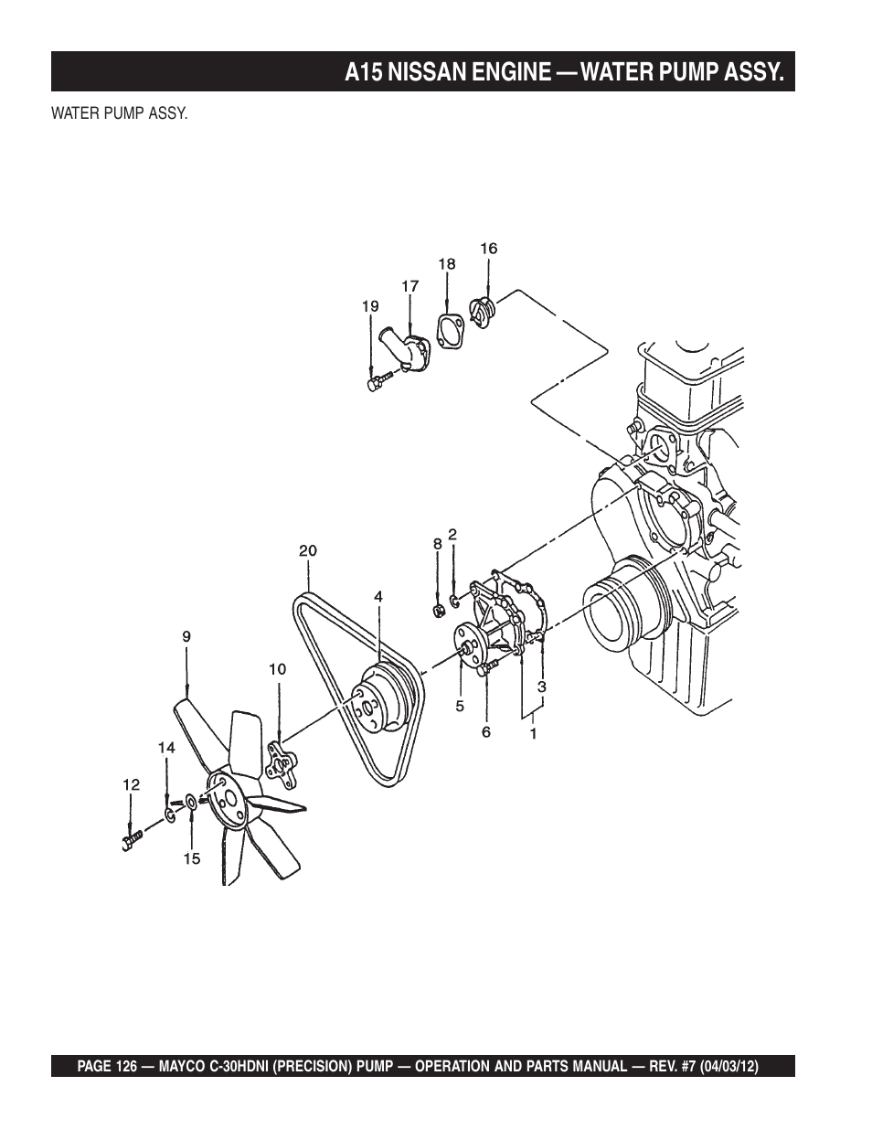 A15 nissan engine — water pump assy | Multiquip C30HDNI User Manual | Page 126 / 136