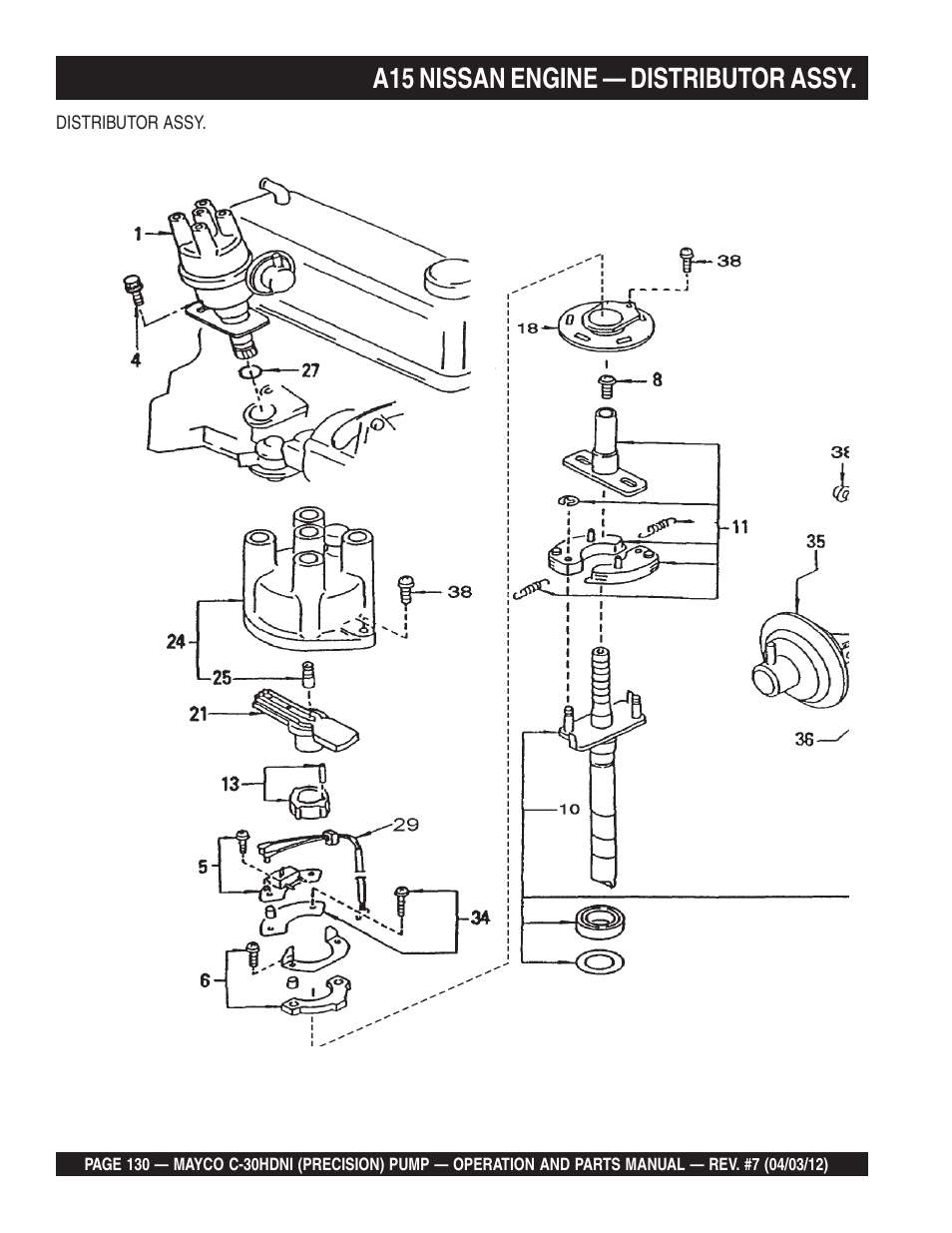 A15 nissan engine — distributor assy | Multiquip C30HDNI User Manual | Page 130 / 136