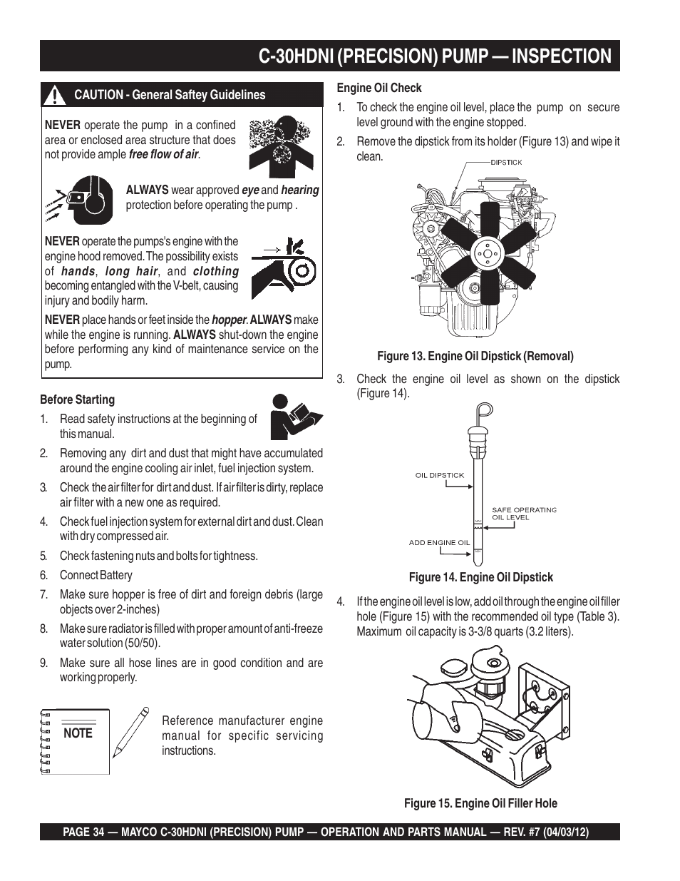 C-30hdni (precision) pump — inspection | Multiquip C30HDNI User Manual | Page 34 / 136