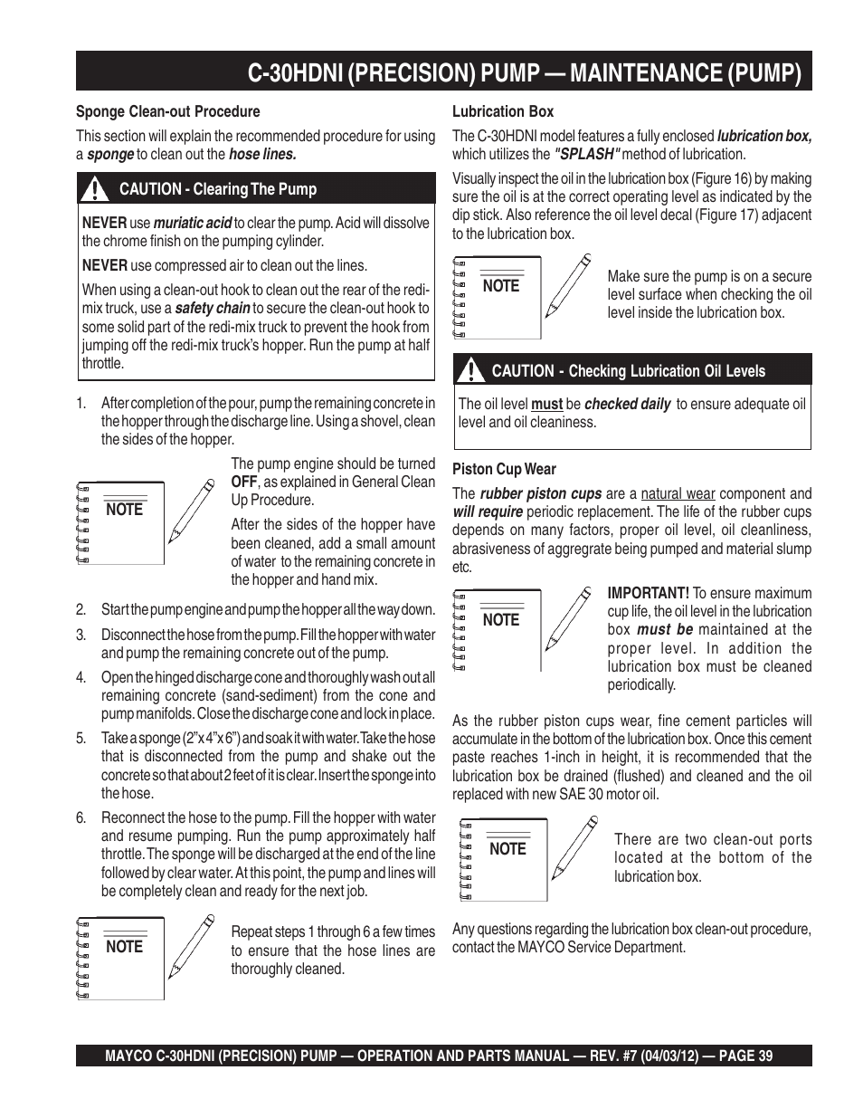 C-30hdni (precision) pump — maintenance (pump) | Multiquip C30HDNI User Manual | Page 39 / 136