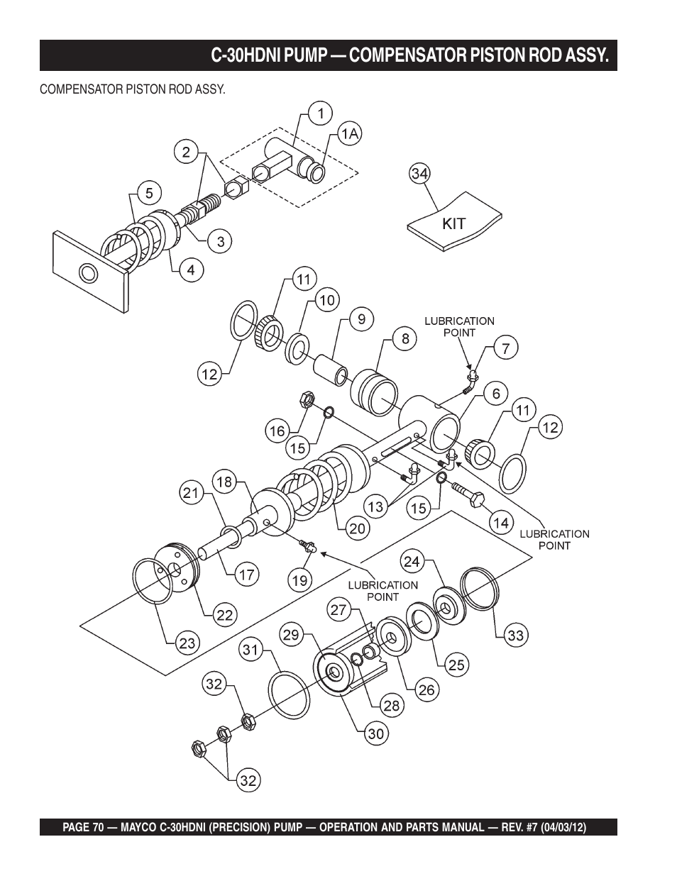 C-30hdni pump — compensator piston rod assy | Multiquip C30HDNI User Manual | Page 70 / 136