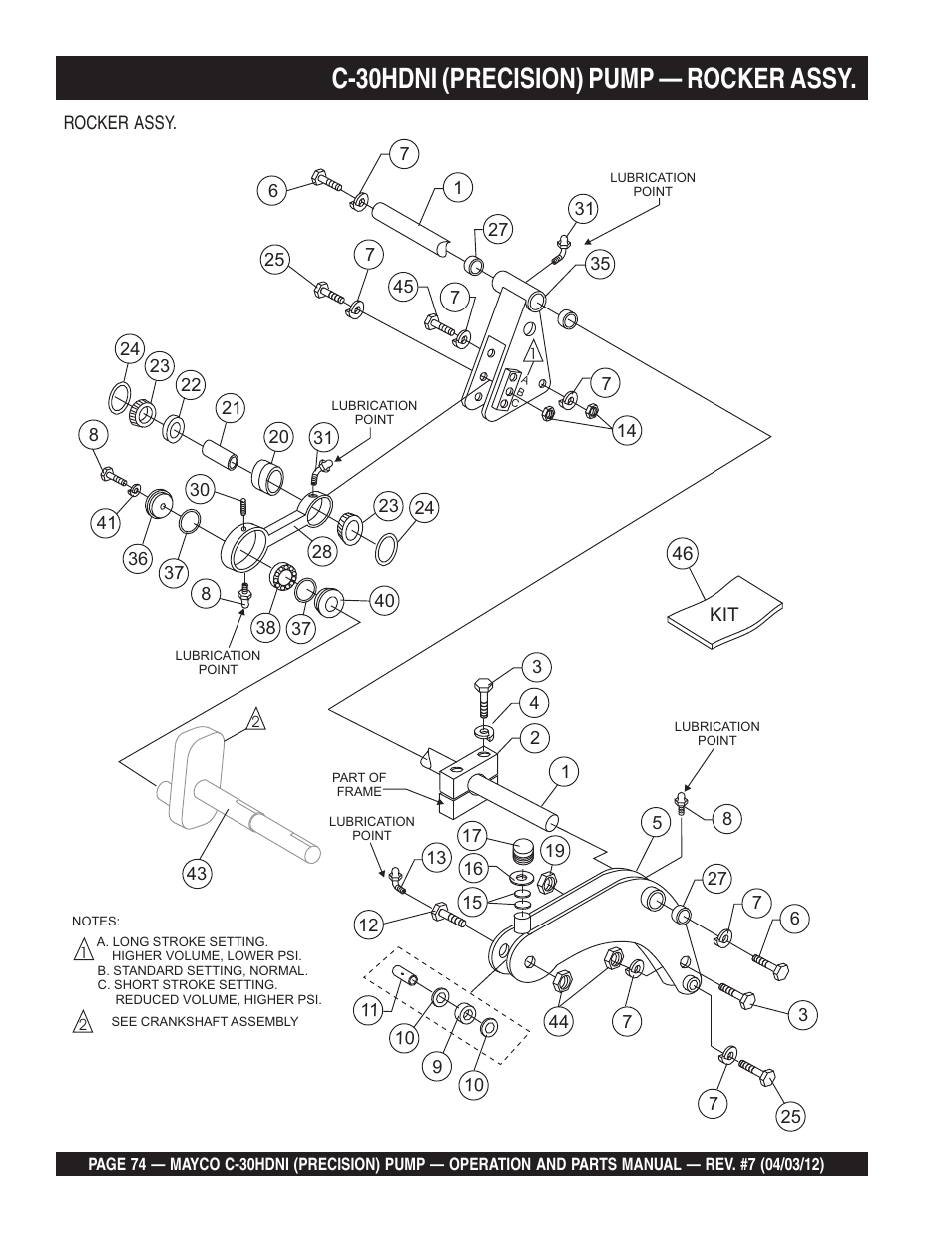 C-30hdni (precision) pump — rocker assy | Multiquip C30HDNI User Manual | Page 74 / 136