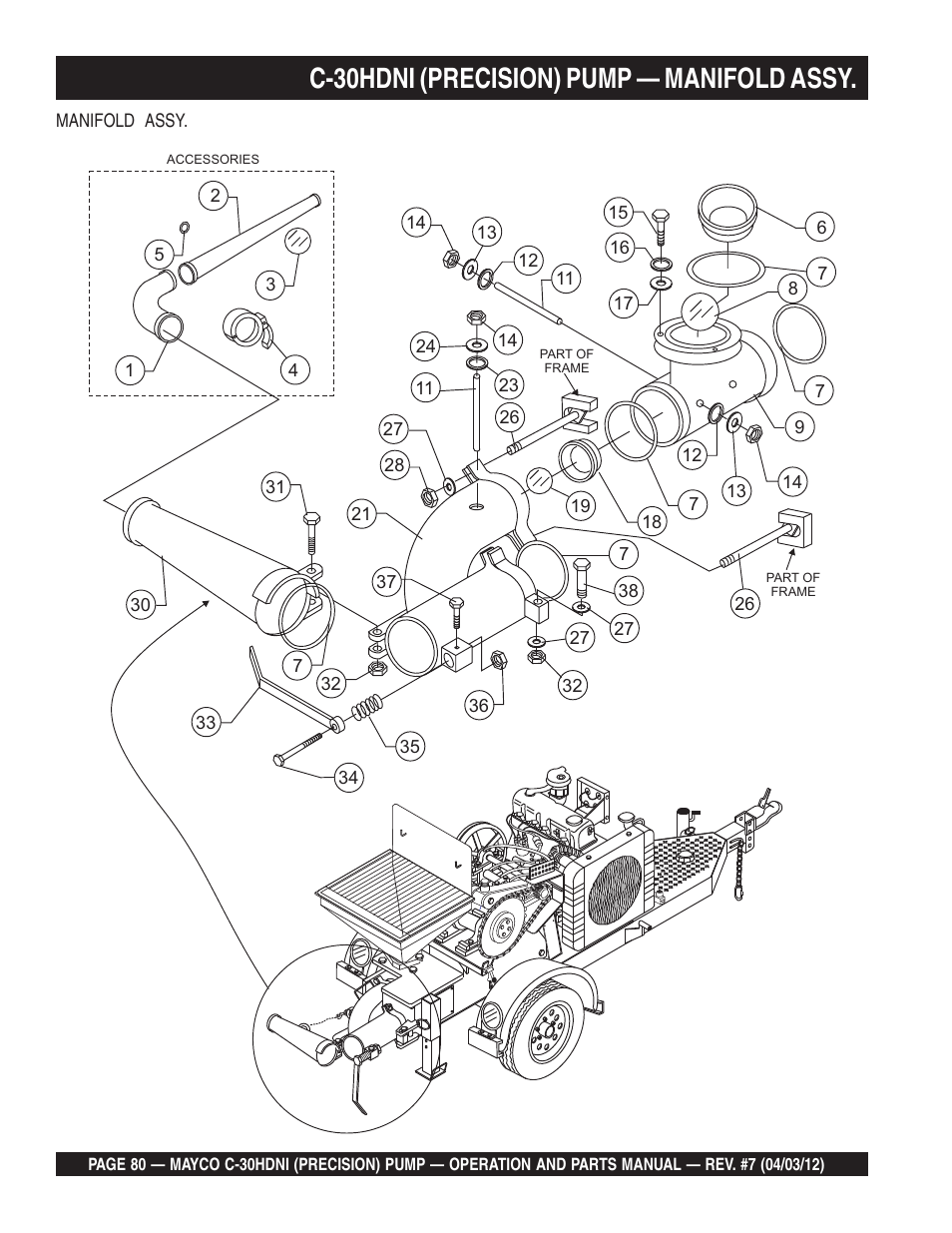 C-30hdni (precision) pump — manifold assy | Multiquip C30HDNI User Manual | Page 80 / 136