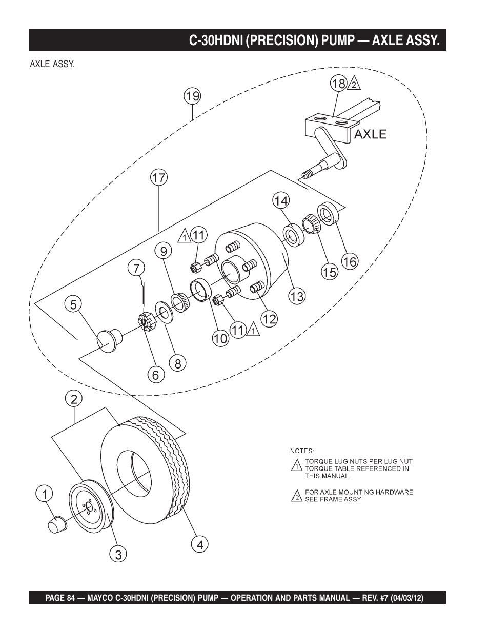C-30hdni (precision) pump — axle assy | Multiquip C30HDNI User Manual | Page 84 / 136