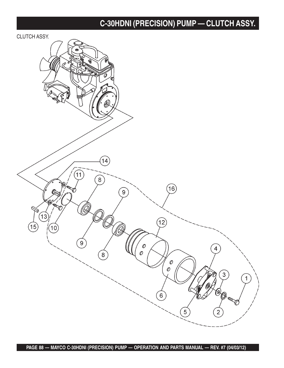 C-30hdni (precision) pump — clutch assy | Multiquip C30HDNI User Manual | Page 88 / 136