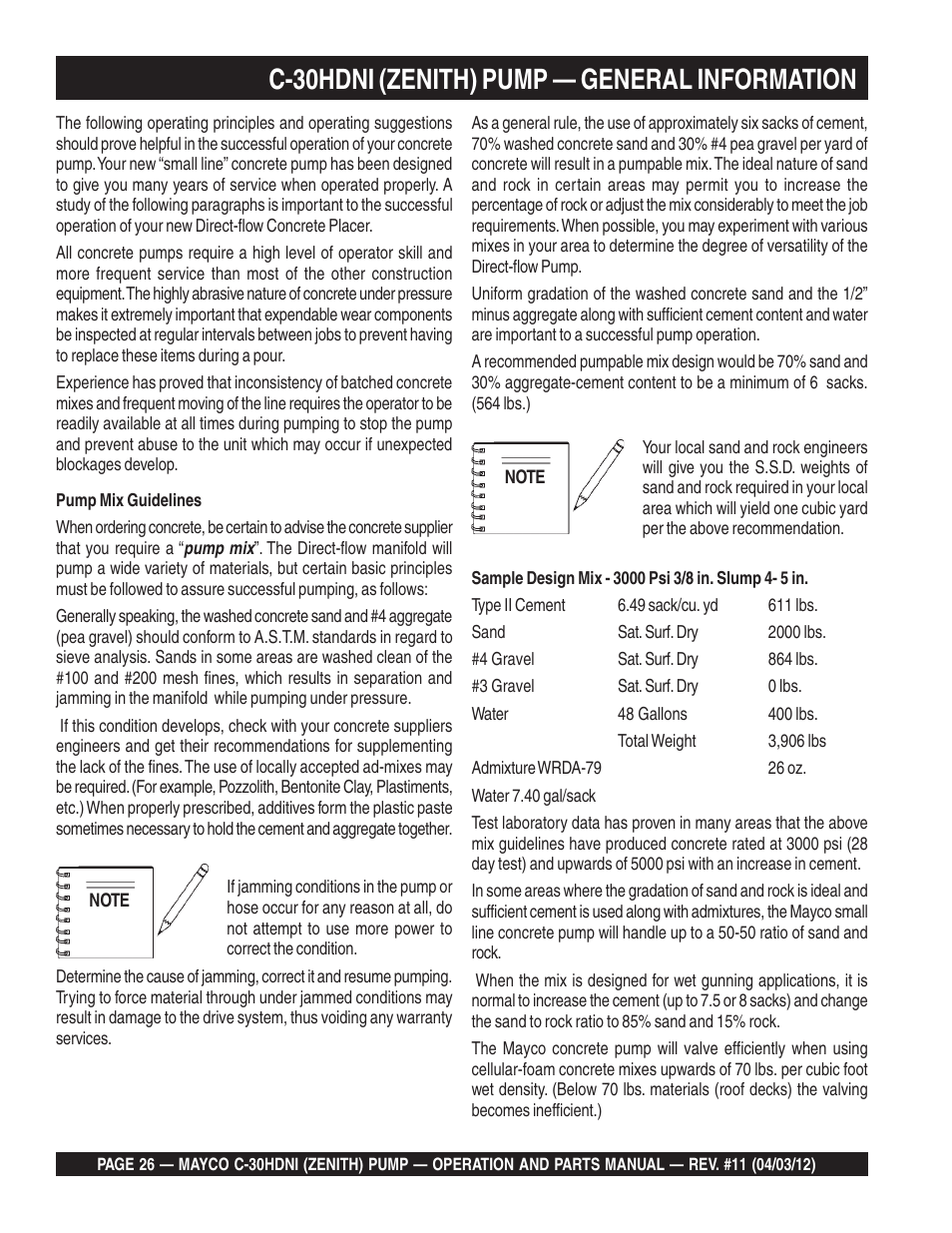 C-30hdni (zenith) pump — general information | Multiquip C30HDNI User Manual | Page 26 / 134