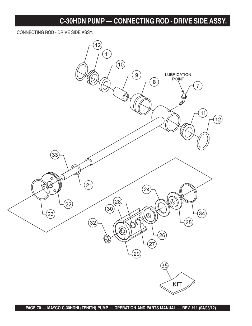 C-30hdn pump — connecting rod - drive side assy | Multiquip C30HDNI User Manual | Page 70 / 134