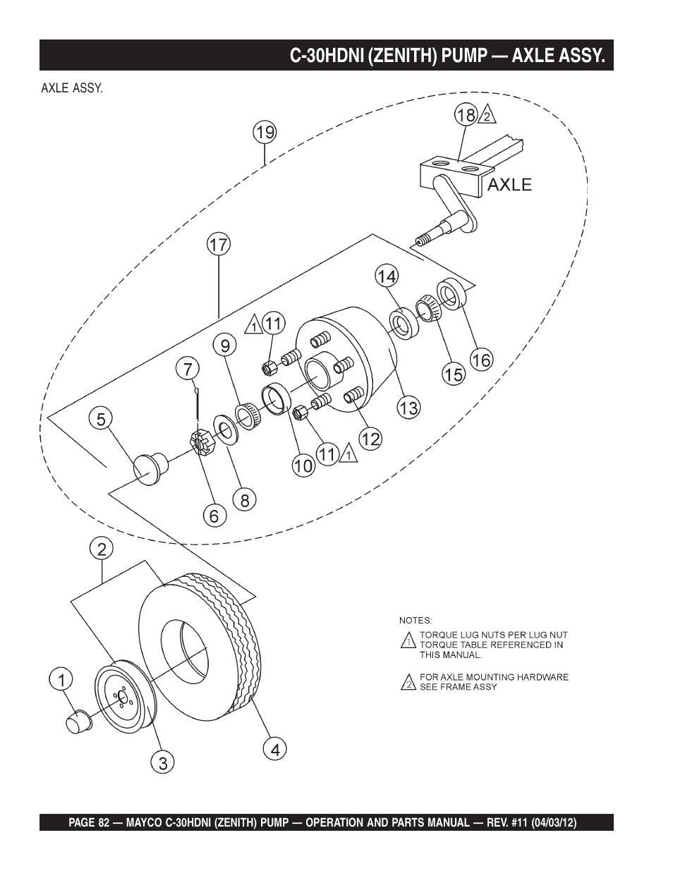 C-30hdni (zenith) pump — axle assy | Multiquip C30HDNI User Manual | Page 82 / 134