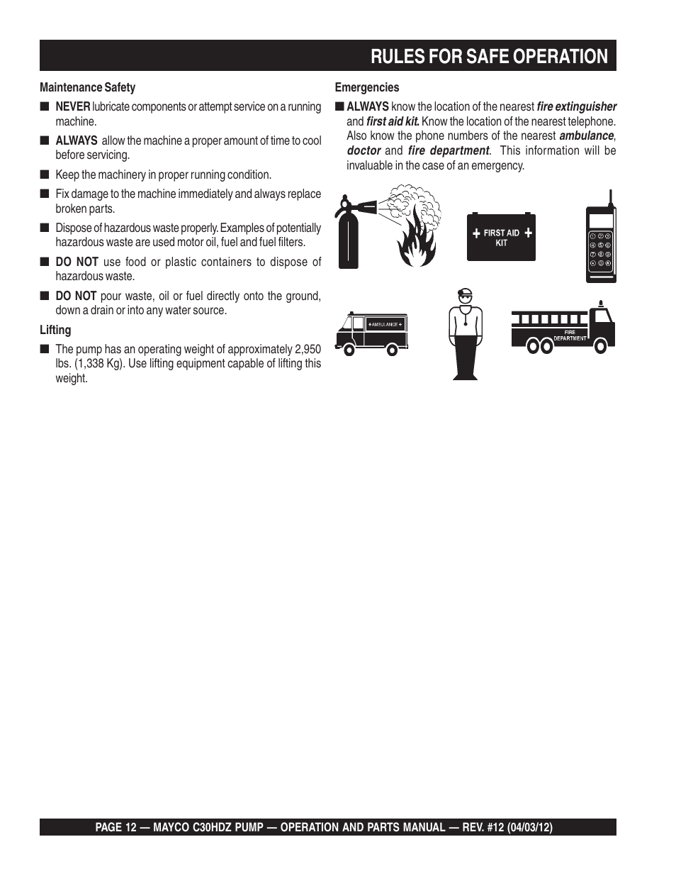 Rules for safe operation | Multiquip C30HDZ User Manual | Page 12 / 106