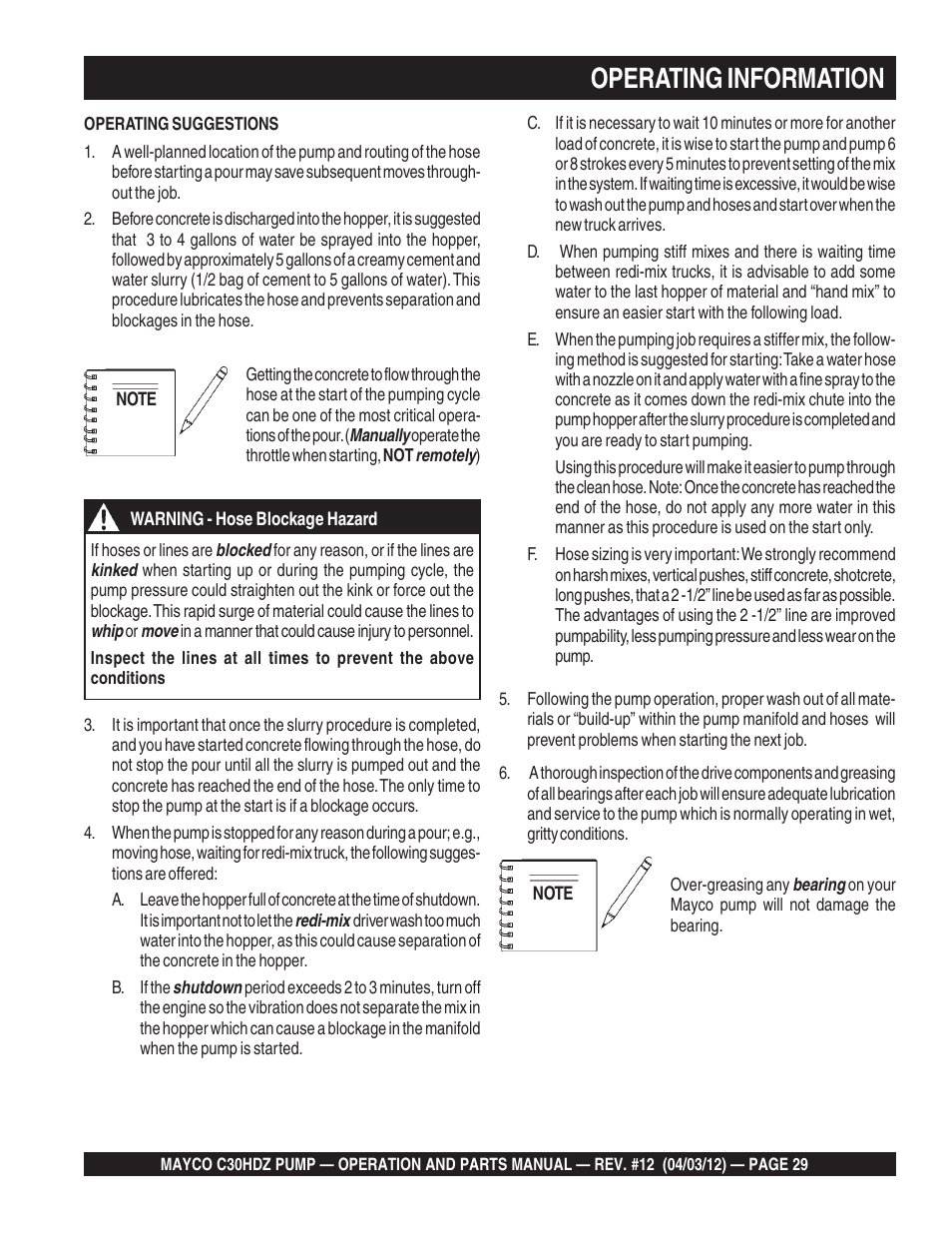 Operating information | Multiquip C30HDZ User Manual | Page 29 / 106