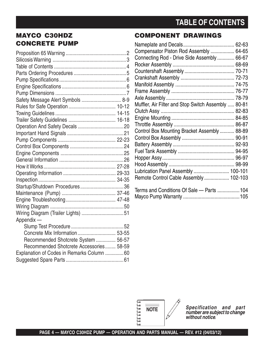 Multiquip C30HDZ User Manual | Page 4 / 106