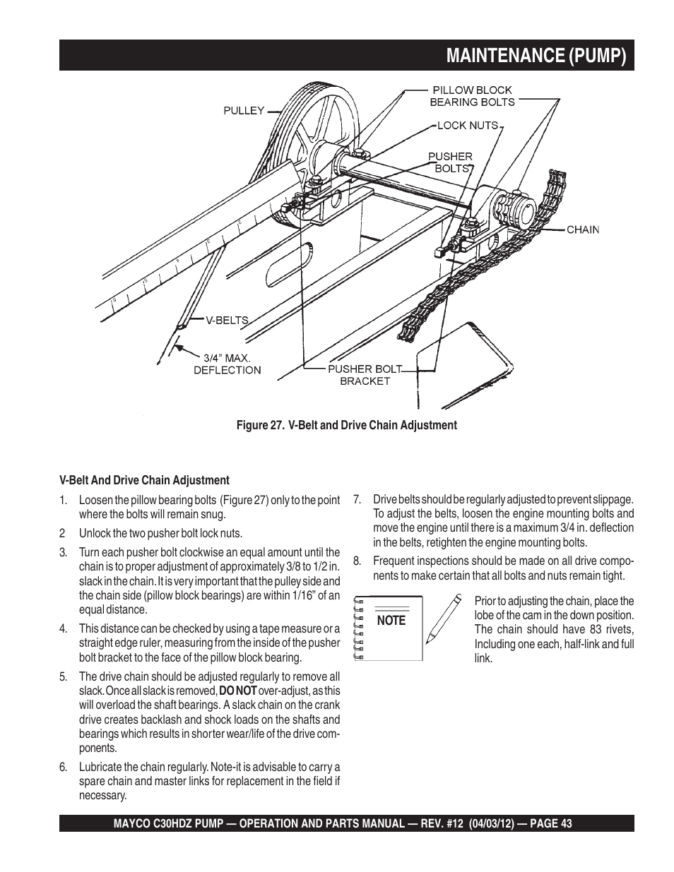 Maintenance (pump) | Multiquip C30HDZ User Manual | Page 43 / 106